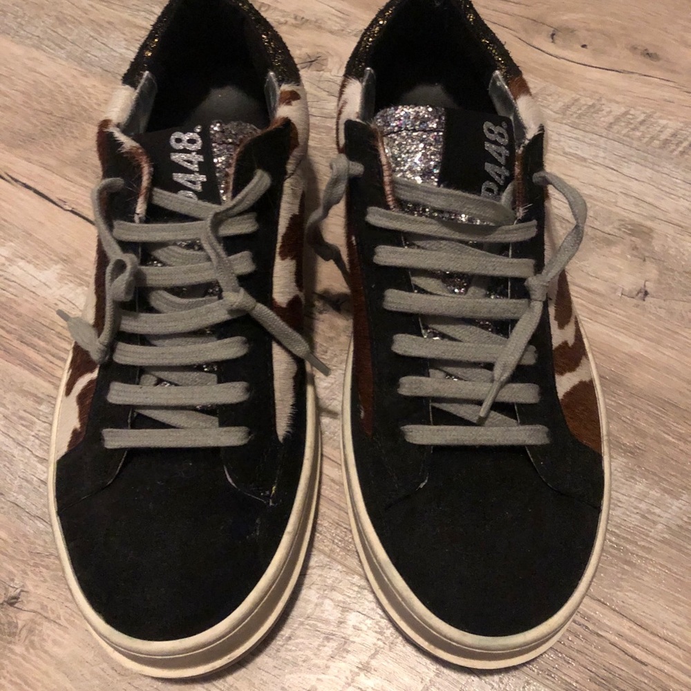 P448 Women's Cowhide Sneaker in Black & Brown